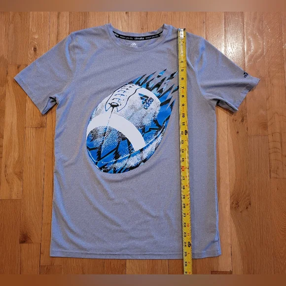 Adidas Short Sleeve Boys Graphic Football T-Shirt Large (14-16) Grey Climalite. - Picture 4 of 8